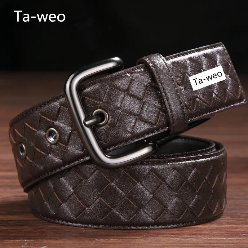 Fashion Braided Unisex 100% Genuine Leather Belt Casual Belts For Women & Men's Jeans Leather Belt Width 3.5CM Top Quality