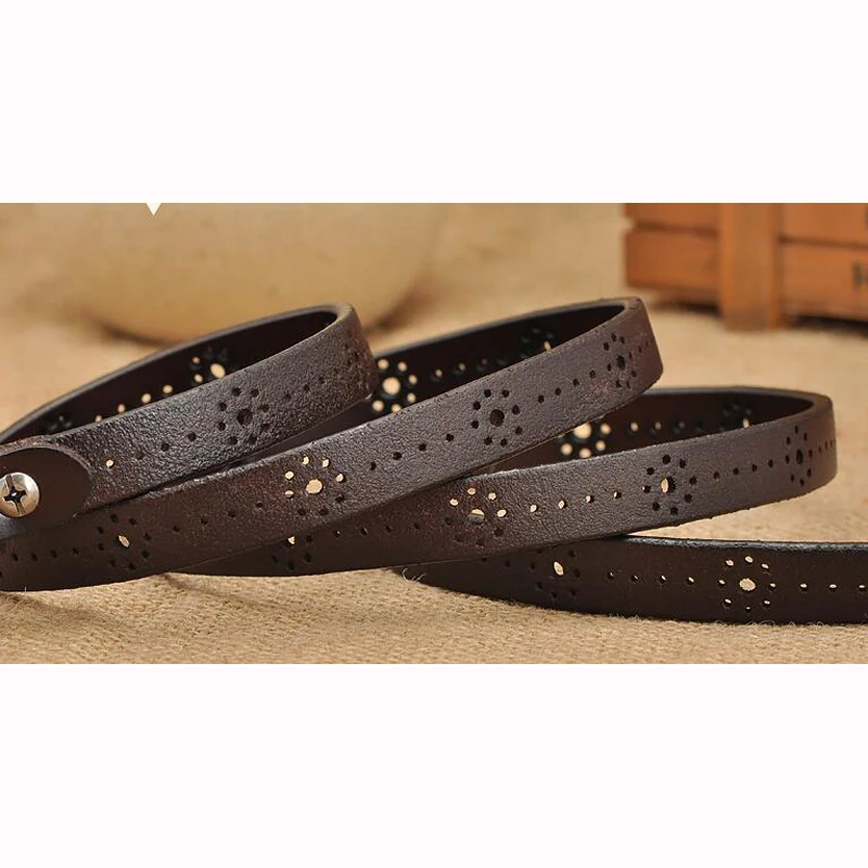 Цветок пробивал 1.35 см сплит подлинная корова кожаный пояс. женщина платье