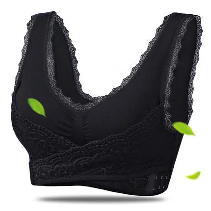 Спереди поперечная боковая пряжка беспроводной кружевной бюстгальтер