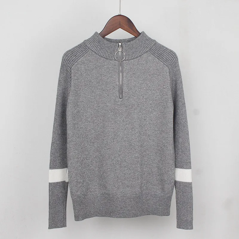 grey 1818 ONLYSVTER, осенне-зимний женский пуловер, свитер с люрексом, блестящая верхняя одежда, спортивный джемпер, вязаный теплый женский свитер - Цвет: grey 1818