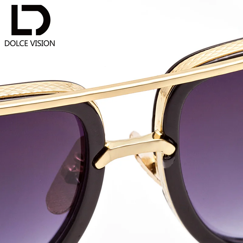 Мужские солнцезащитные очки в золотистой оправе с металлическим стеклом высокое