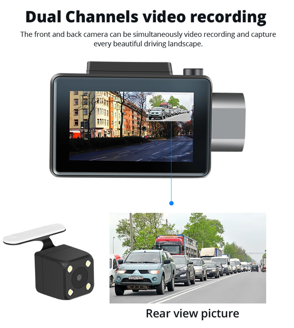 ANSTAR Dash Cam smart Car 3 дюйма 1080P HD видео запись с функцией Wi-Fi камера заднего вида мониторинг парковки Dash камера