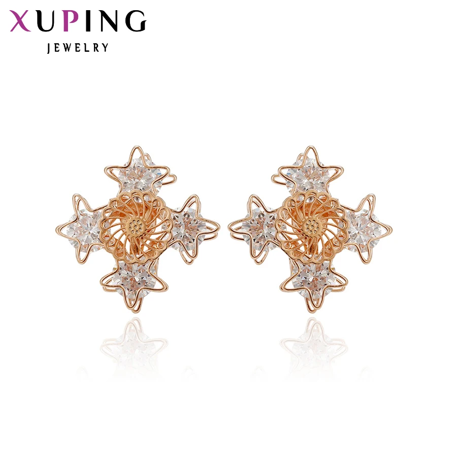 Модные серьги Xuping романтичные женские серьги-клипсы с золотым покрытием