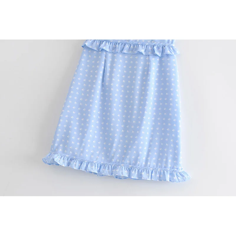 ZXQJ/милое синее мини-платье в горошек с принтом Милое сексуальное платье без