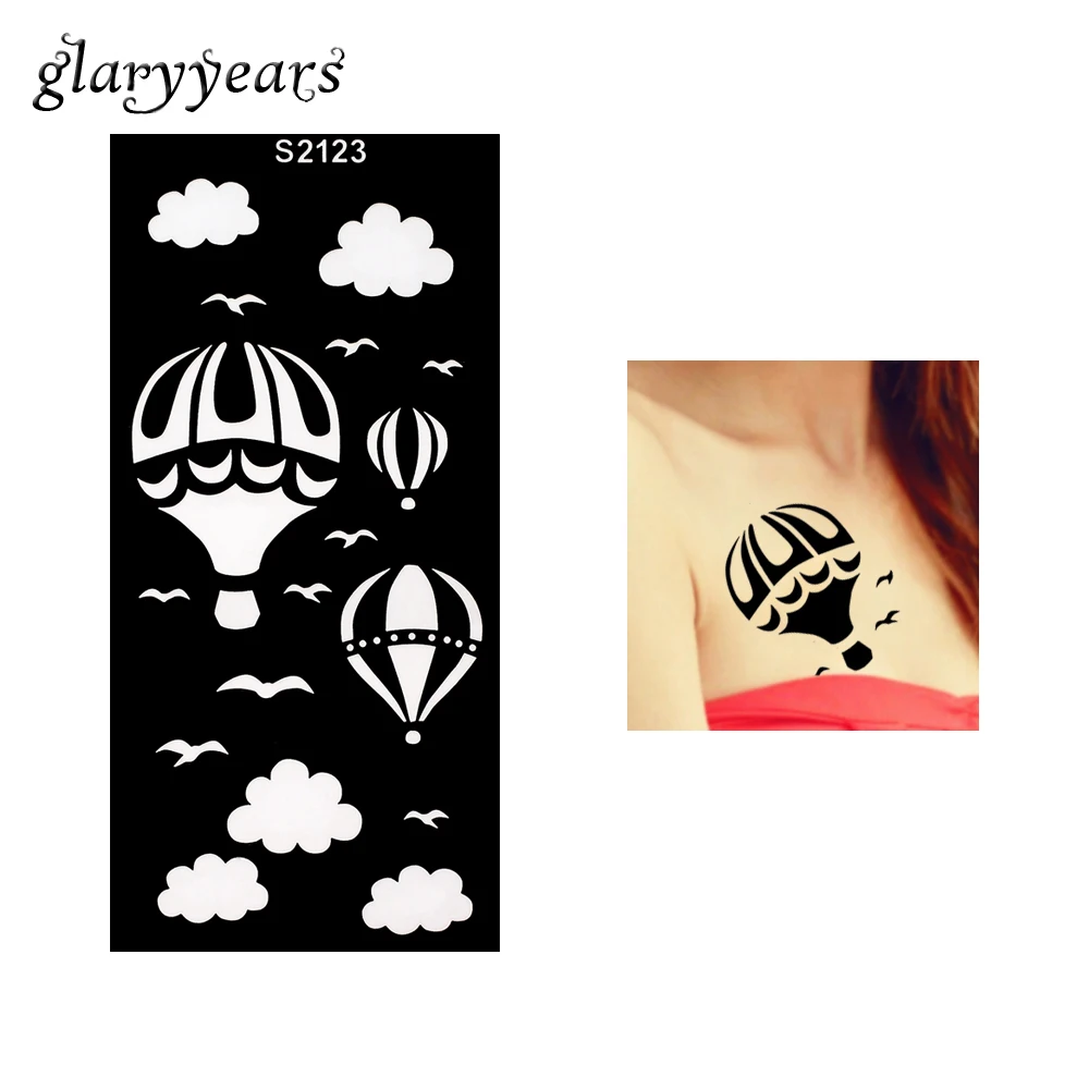 1 шт хна трафарет для татуировки полый горячий воздушный шар облако Чайка птица