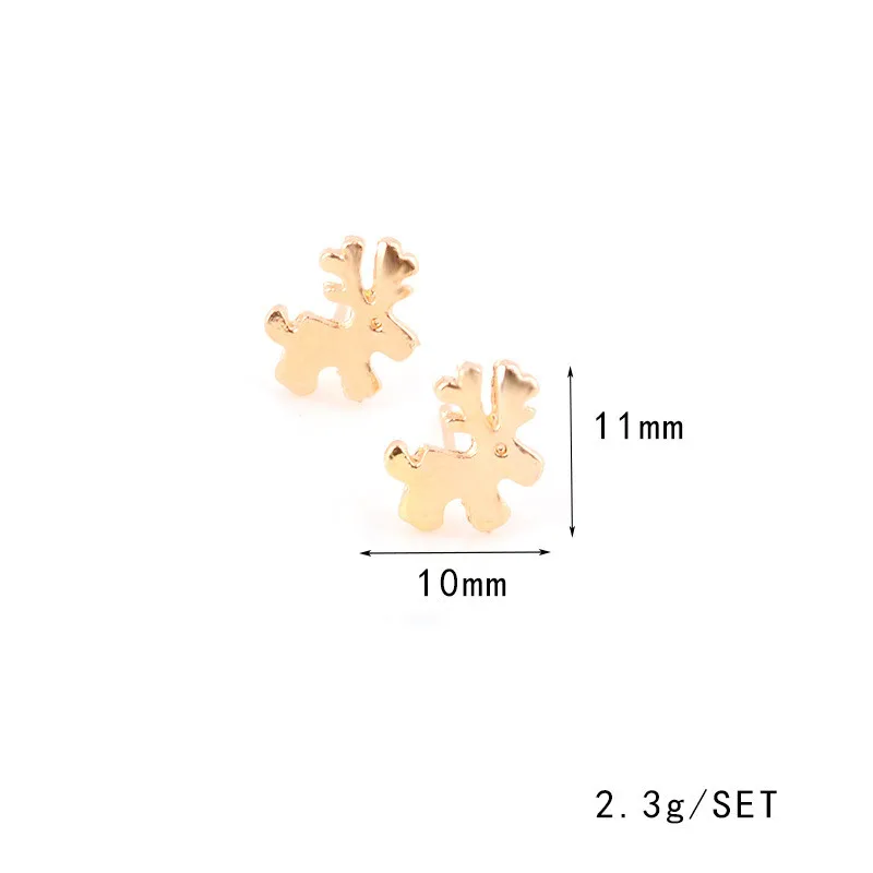 New Punk Gold Color Cute Elk Crystal Earrings Fashion Simple Design Geometric Hook Stud for Women Jewelry Accessories | Украшения и