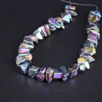 15 5strand polished rainbow titanium raw crystal drusy freeform nugget loose beadsnatural roug quartz gravel pendant beads