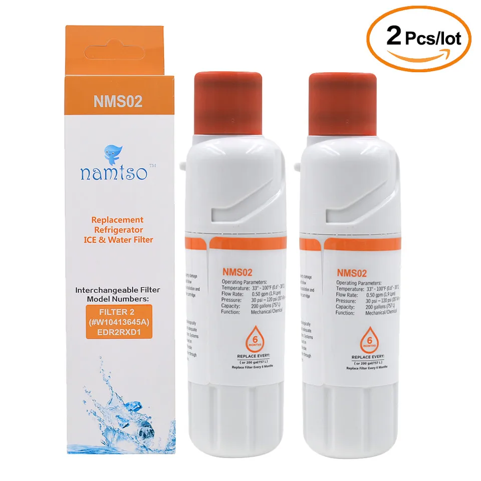 Namtso NMS02 фильтр для питьевой воды, фильтр для воды для холодильника, замена для водного фильтра для джакузи EveryDrop EDR2RXD1 W10413645A 2 шт./партия