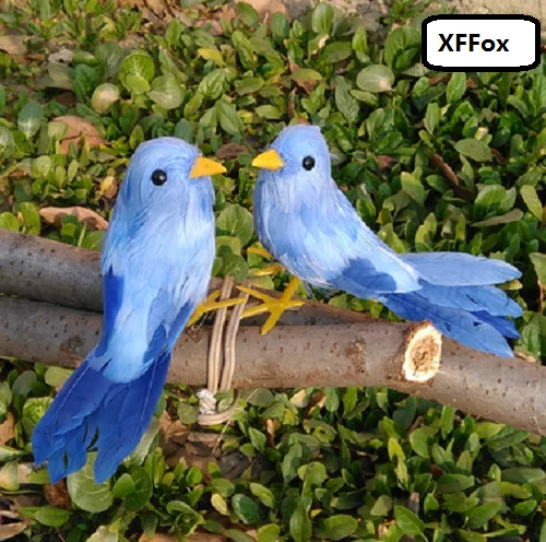 

a pair of cute simulation bird models foam&furs blue bird dolls gift about 16cm xf0420