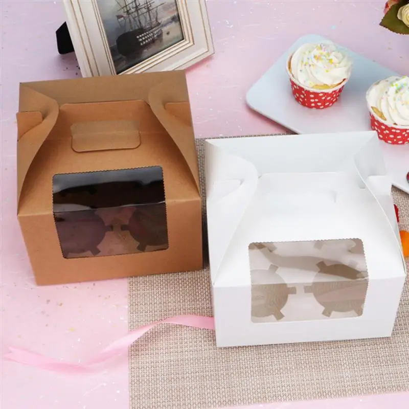 10PCS Large Capacity Solid Color Cupcake Box Creative Multipurpose Paper Cake Box Candy Biscuit Bags Party Gift For Guests Kids