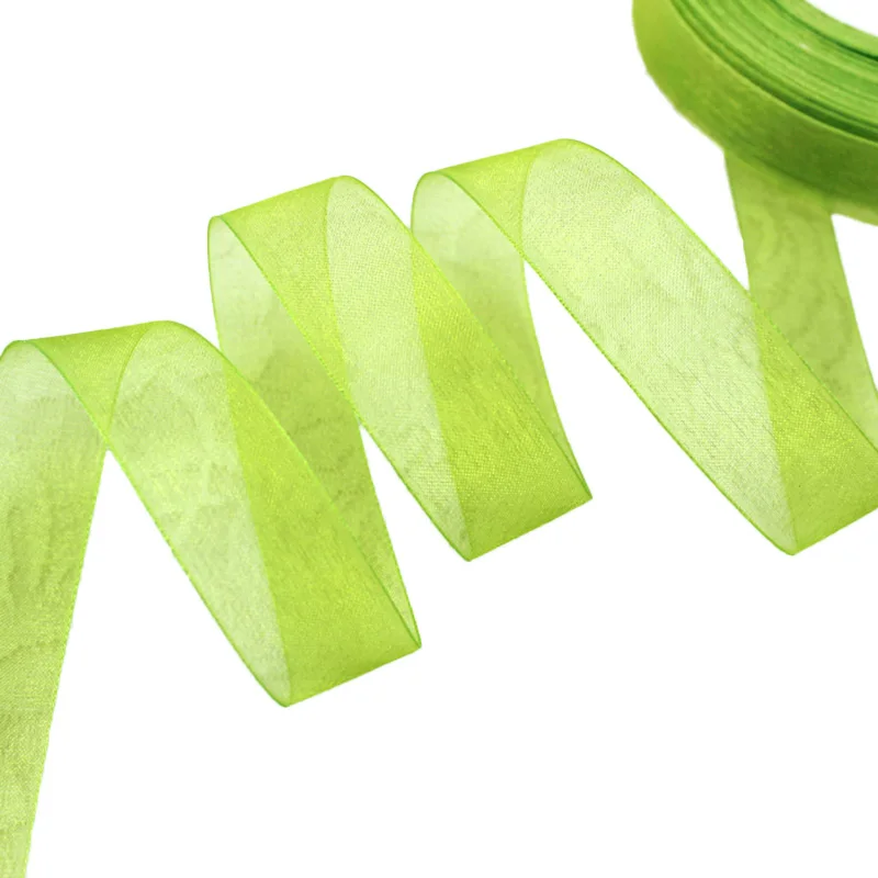 Fruit Green 50 ярдов/рулон) подарочная лента из органзы для украшения на Рождество ленты(12/15/20/25/40/50 мм - Цвет: Fruit Green