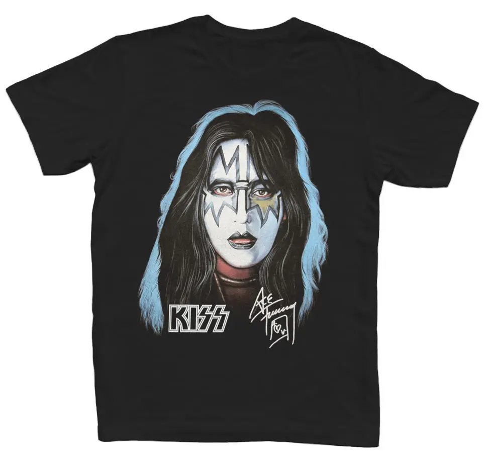 Мужская черная футболка KISS Ace Frehley новые размеры модные мужские футболки с