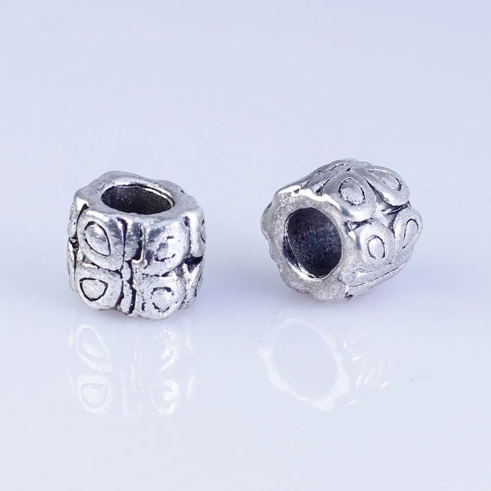 

40 шт. тибетские серебряные металлические бусины DIY круглые бусины с большим отверстием подходят для европейских браслетов