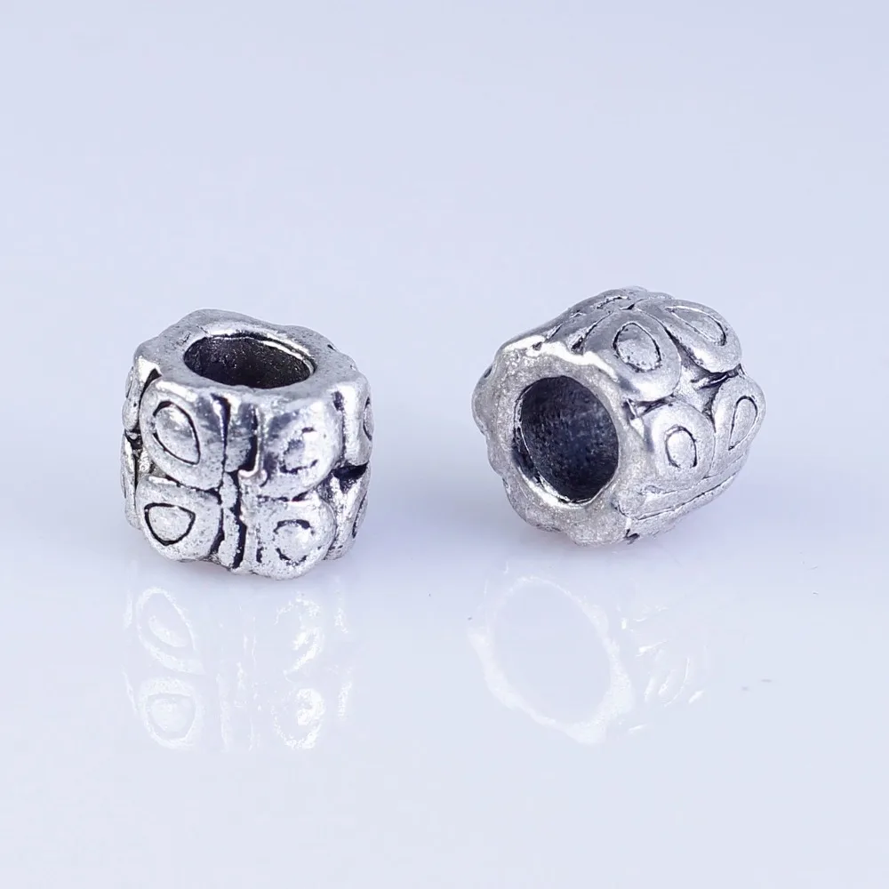40 шт. тибетские серебряные металлические бусины DIY круглые с большим отверстием