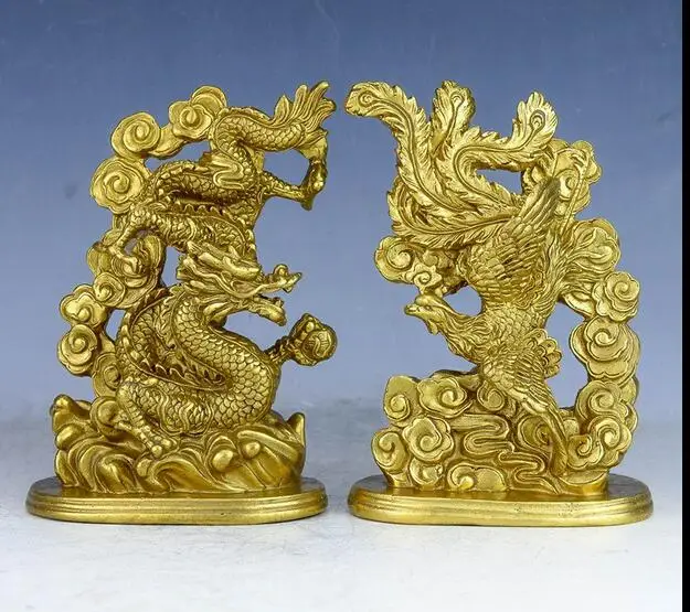 14 см дракон из чистой меди и феникс Феникс Hanlong украшения для дома | Дом сад