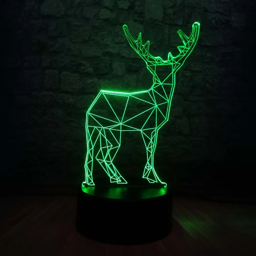 Ретро украшение животных Олень 3D USB СВЕТОДИОДНАЯ Лампа цвета меняющая Рождество