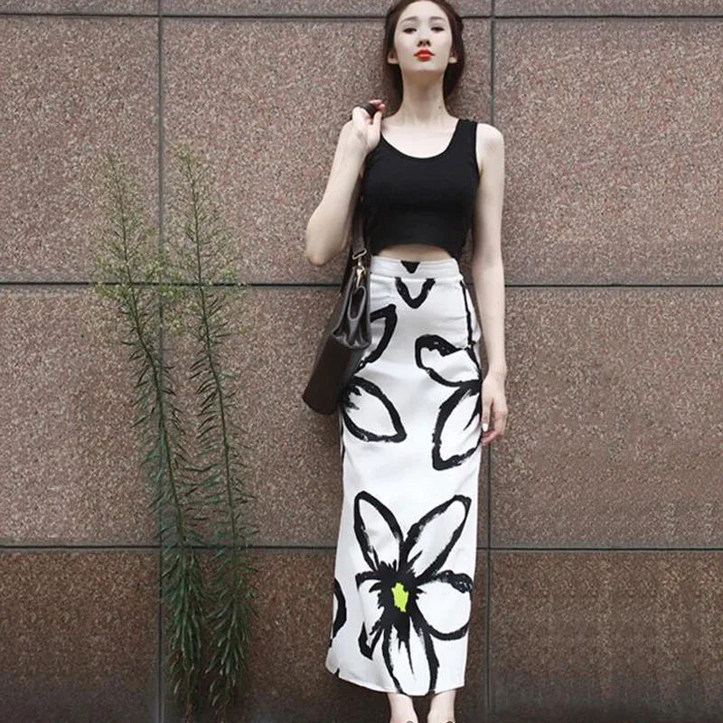 New 2 Piece Set Women Sleeveless Black Tank top+Sexy Female Bodycon Party Dresses Sexy Crop Top Ladies 2PCS Vestidos Z20 | Женская