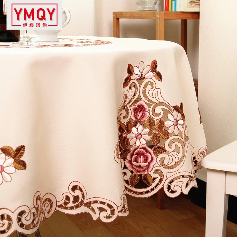 YMQY Elegant Round Table Cloth Fashion Embroidery Fabric Art Tablecloth Modern Rural Style free shipping | Дом и сад