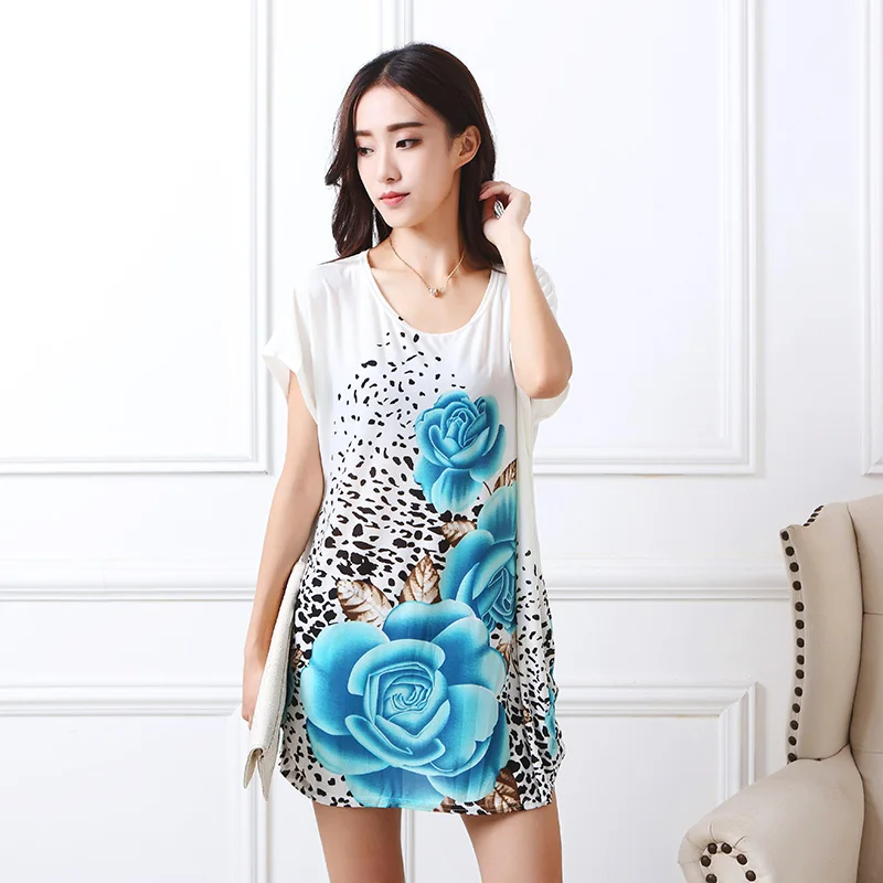 Новинка 2018 платье-футболка Женская длинная футболка с принтом повседневные