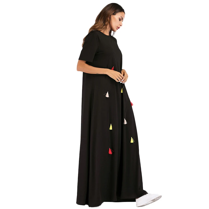 Летнее платье с кисточками для женщин короткий рукав повседневное Vestidos De
