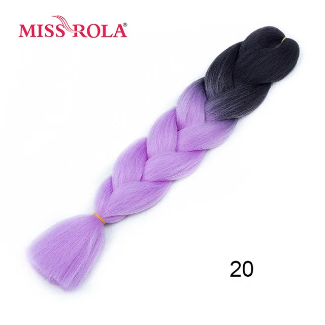 #22 Miss Rola, Омбре, синтетические волосы, Джамбо, плетение, 24 дюйма, высокотемпературное волокно, вязанное крючком, огромные косички, 100 г, Радужный Омбре, цвет - Цвет: #22