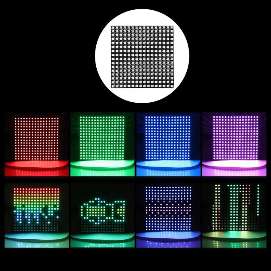 WS2812B RGB 16*16 пикселей цифровой гибкий точечный индивидуально адресуемый светодиодный дисплей Scree Wattmeter