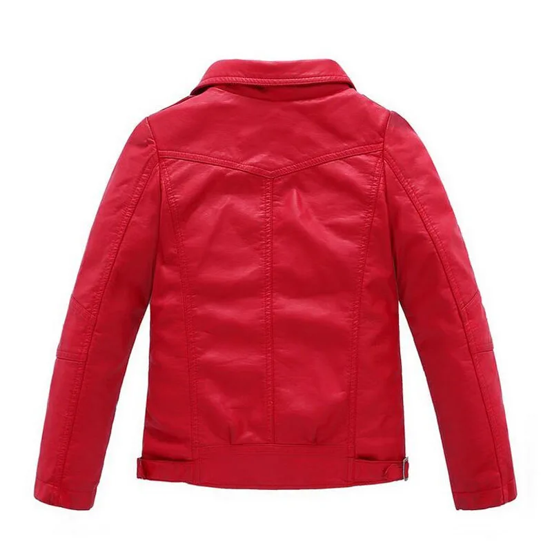 

Baby Boys Girls Faux Leather Jacket Kids Clothes Coats Spring Jackets Boys Casual Black Red Solid Children Outerwear 2017