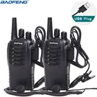 Портативная рация Baofeng с USB-зарядным адаптером, 2 шт., радио CB UHF 888S, коммуникатор, трансивер + 2 наушника