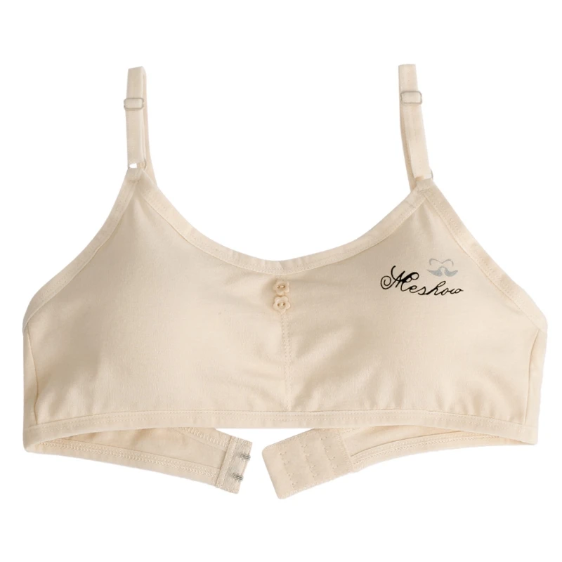 Flesh Color Спортивный бюстгальтер для молодых девушек, без косточек, регулируемое хлопковое нижнее белье с буквами - Цвет: Flesh Color