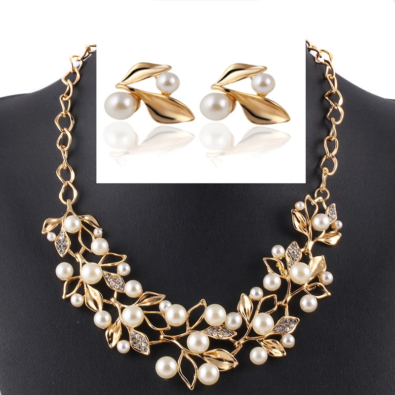 Набор украшений из жемчуга свитер с рисунком листья и ожерелье|jewelry necklace sets|necklace