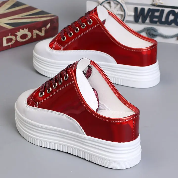 Женские кроссовки; повседневная обувь на платформе; zapatillas mujer; женская обувь на плоской подошве; женская обувь на танкетке с лазерным украшением; обувь на высоком каблуке 8 см; A11-14