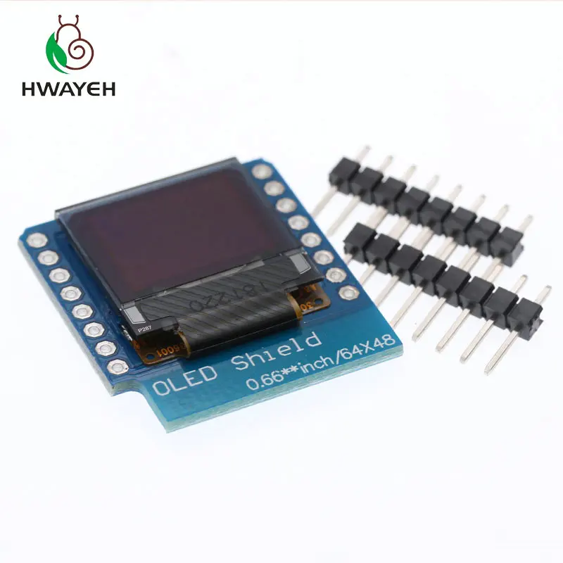 OLED-дисплей HWAYEH 0 66 дюйма для WEMOS D1 MINI ESP32 модуль Arduino AVR STM32 64x48 ЖК-экран IIC I2C OLED |