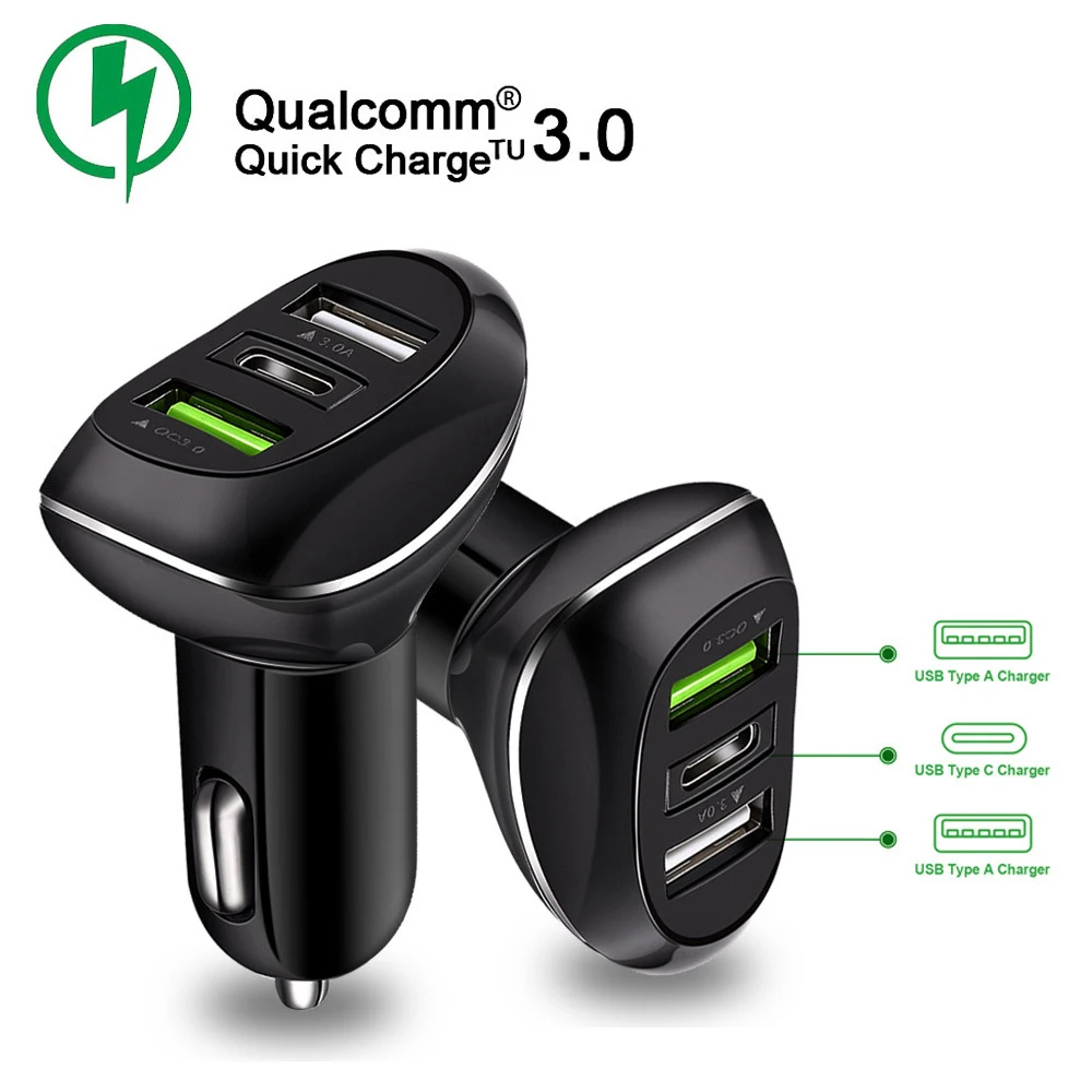 Новый F7 type C автомобиля Зарядное устройство QC 3 0 PD Dual usb Автомобильное 2 Порты и