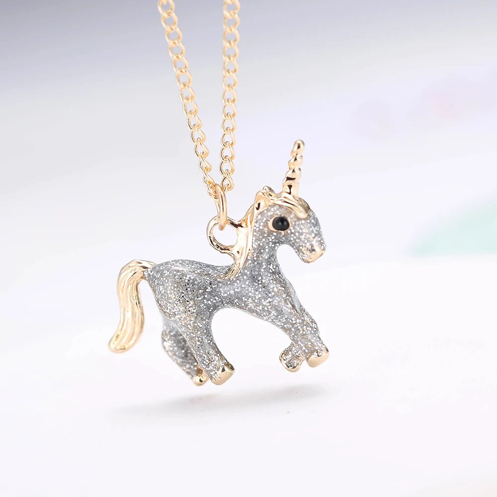 

Daisies 1pc Enamel Pink Gray Unicorn Pendant Necklaces Simple Women Chain Choker Necklace Christmas Birthday Gifts