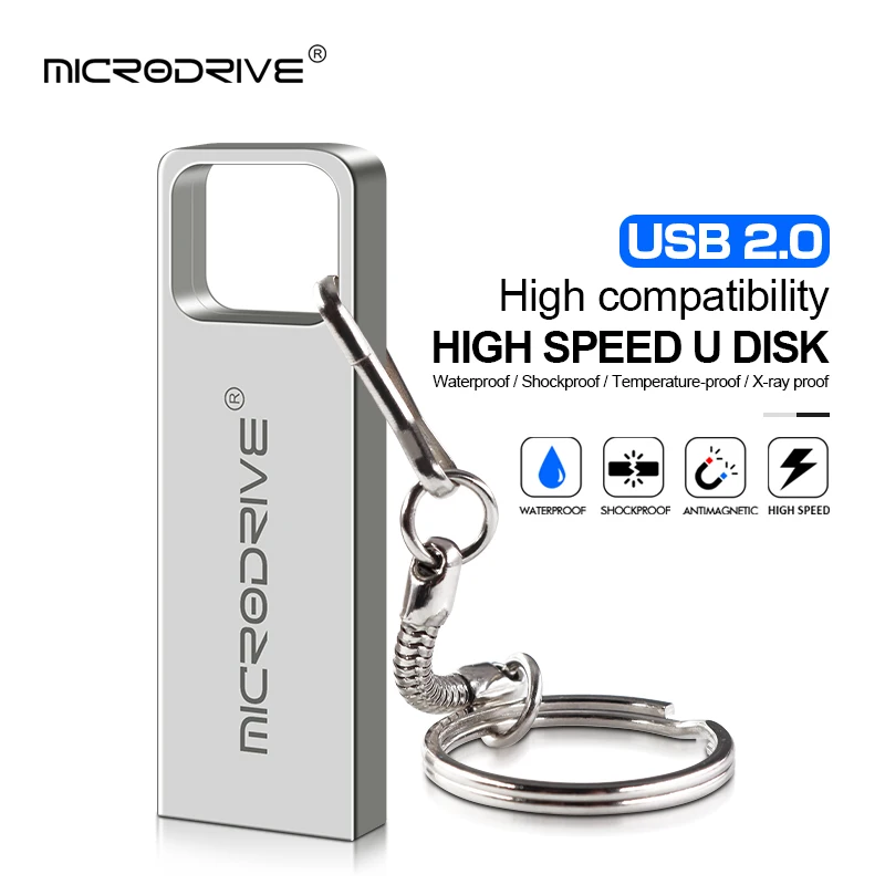 Серебристый/черный металлический флеш накопитель 16 ГБ 32 мини usb 64 128 2 0 брелок