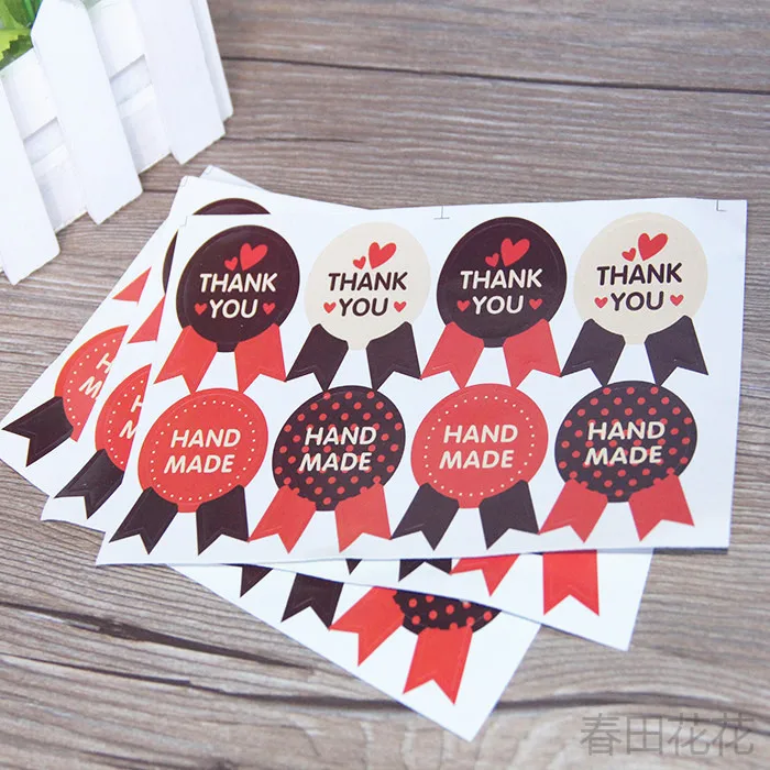 Handmade Sticker 100pcs/lot 35*45mm Vintage Stickers Kraft Label DIY Hand Made For Gift Cake Baking Sealing | Дом и сад