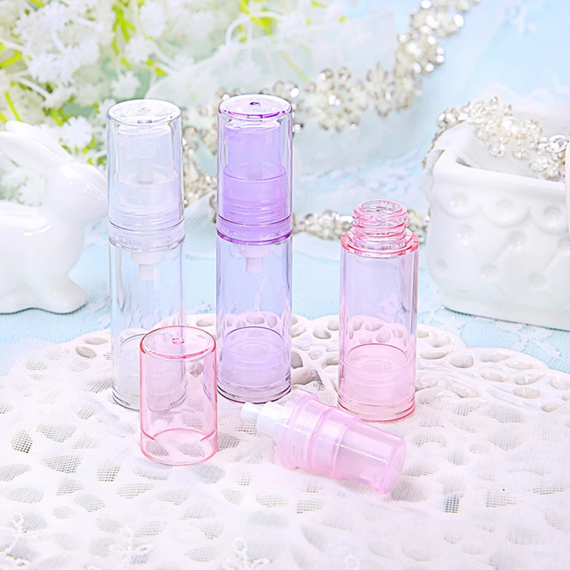 

30PCS Makeup Pink Purple Transparent Essence Pump Bottle Plastic Airless Bottles For Lotion Cream Cosmetic Container 5ml 10ml