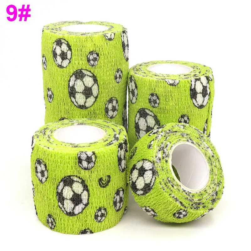 9 Football Green 1 шт. напечатанный медицинский самоклеящийся эластичный бандаж 4,5 м красочная спортивная повязка лента для пальца коленный сустав аптечка лента из ПЭТ - Цвет: 9 Football Green