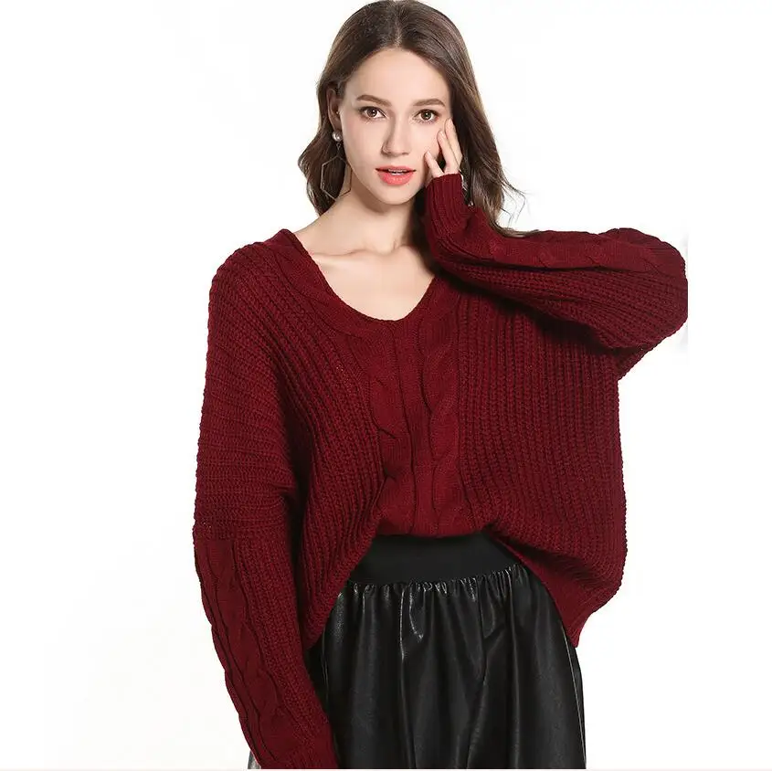 HOUSE OF QUIRKY 2018 Women Bat Sleeve Loose Pullover Winter Sweater Knitted Sweaters Female Soft Warm Wutumn Casual Jumper | Женская