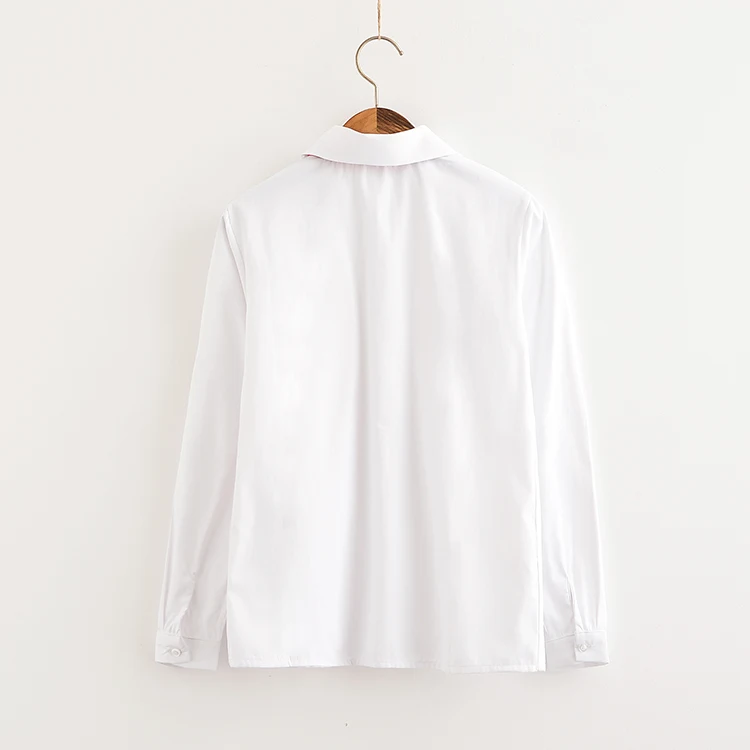JK Униформа Рубашка с длинным рукавом круглый воротник Питер Пэн гармошка