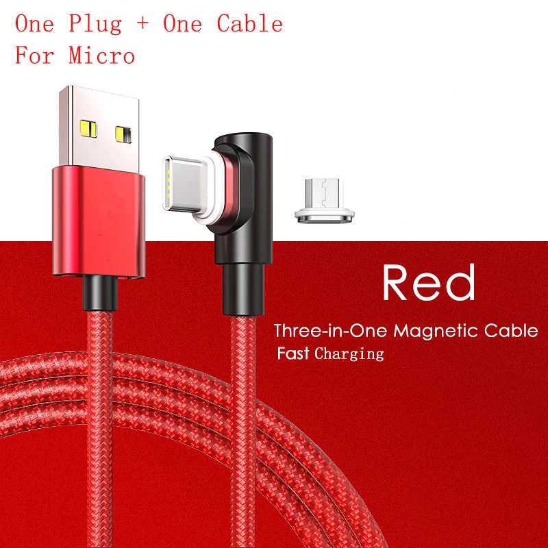 Red For Micro ASTUBIA Micro USB кабель для мобильного телефона Быстрая зарядка для samsung Xiaomi Redmi магнит Android зарядное устройство type C светодиодный провод шнур - Цвет: Red For Micro