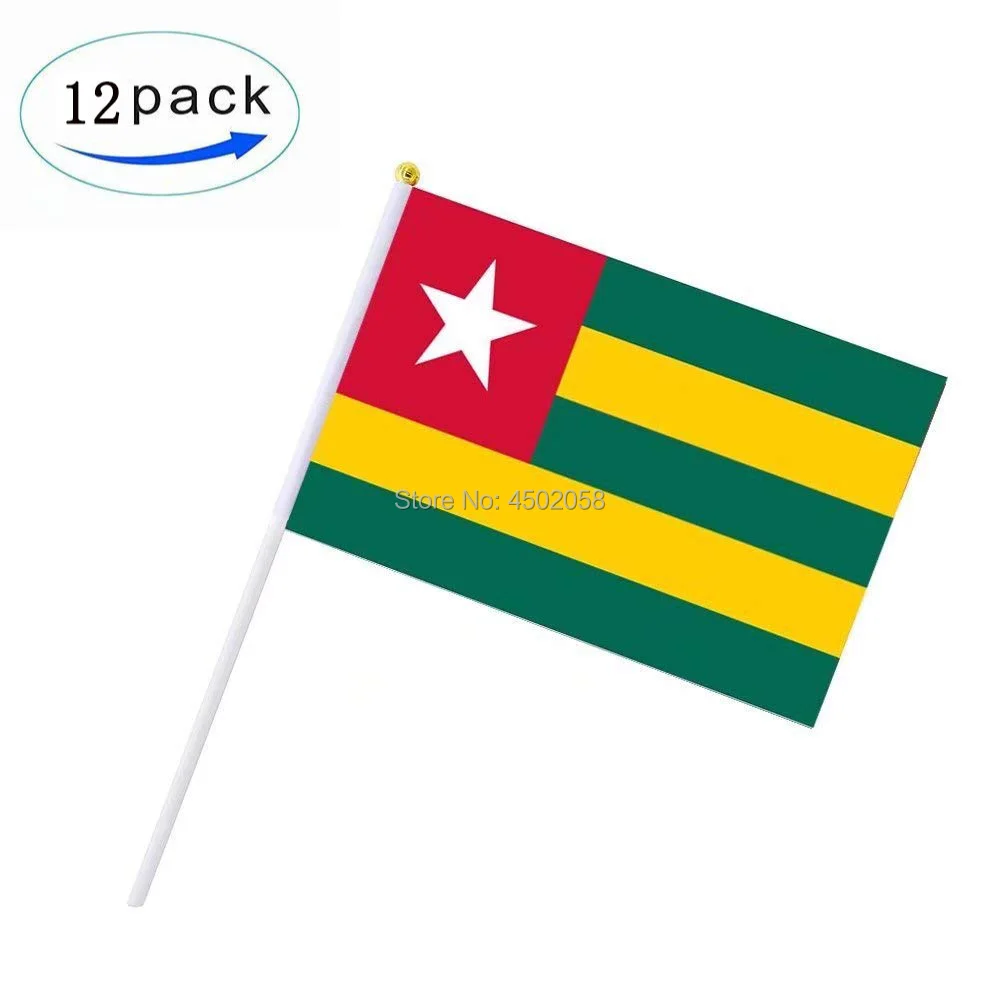DFLIVE один дюжина 12 упаковок того ручной флаг 5 ''x 8'' палка полиэстер Togolese