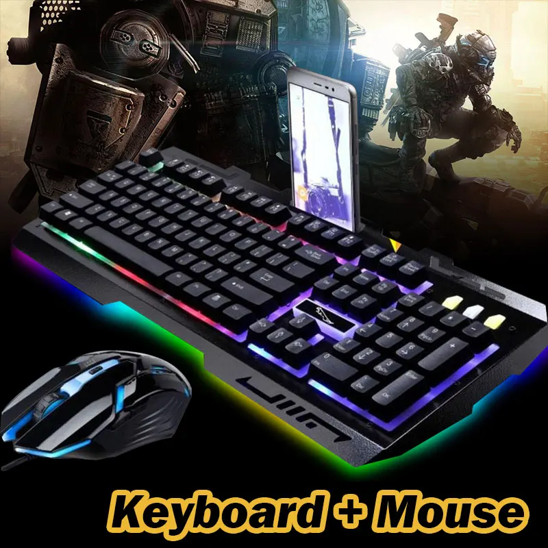 

Floating Buttons Mechanical Hand Design Clavier Gamer USB Wired Gaming Mechanical Keyboard And Mouse Set Waterproof Glowing