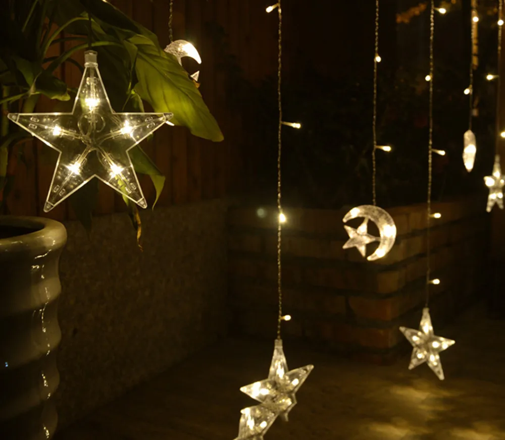 Star Curtain String Lights LED Window Light Moon Drop Shipping | Лампы и освещение