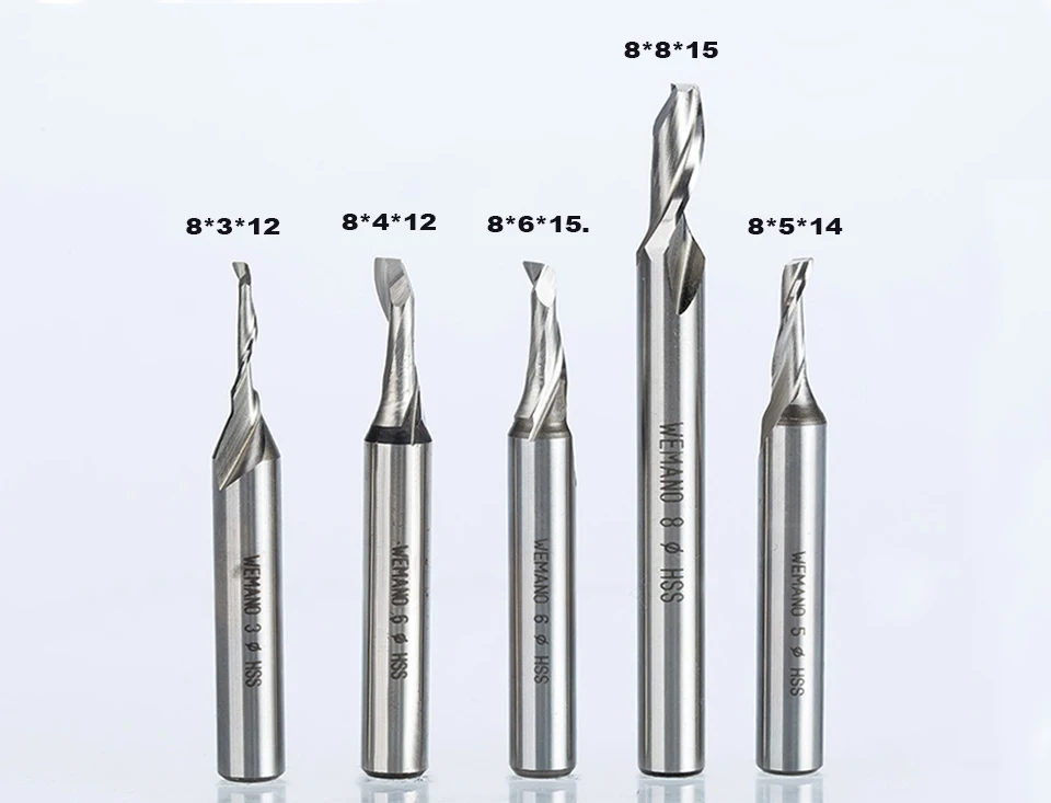 HUHAO 1pc 8mm single Flute High speed Steel cutter for aluminum HSS TOP Quality router bit End mill CNC Milling Cutter