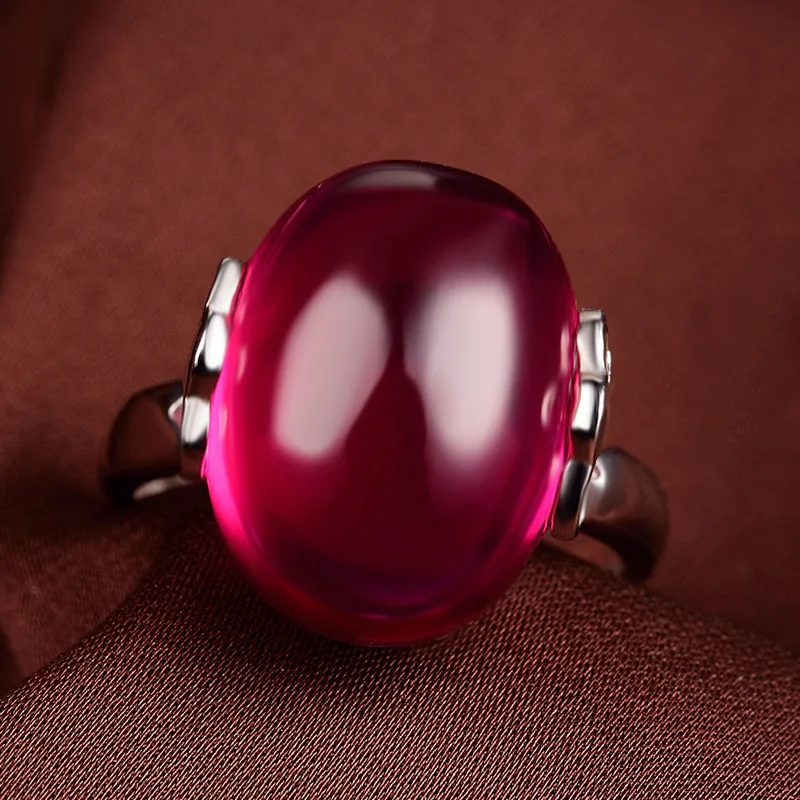 Женское кольцо из Красного корунда YINHED обручальное стерлингового серебра 925