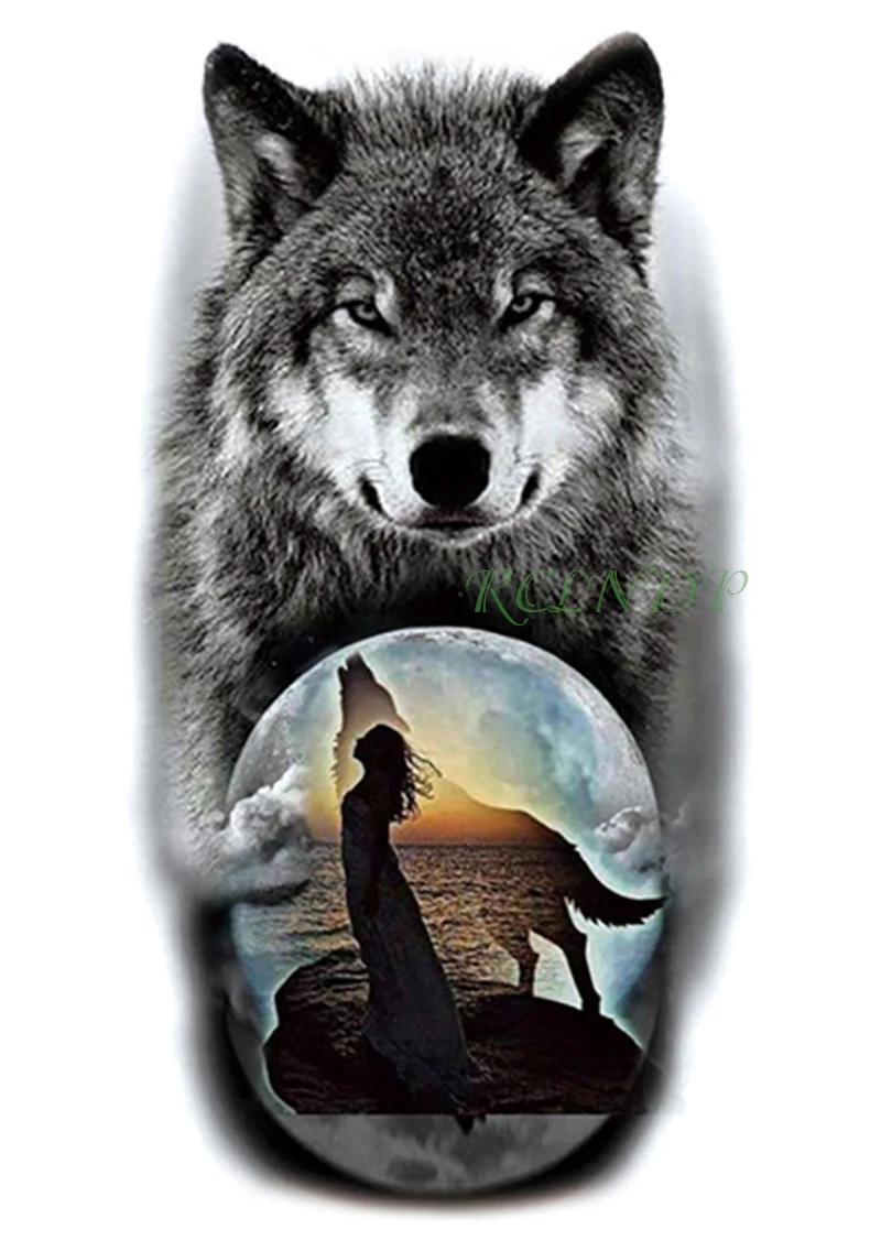 

Waterproof Temporary Tattoo Sticker Wolf roar Girl fake tatto flash tatoo tatouage temporaire leg arm big size for women men