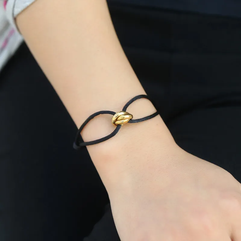 Простая дизайнерская золотая цепочка из нержавеющей стали с 3 кольцами