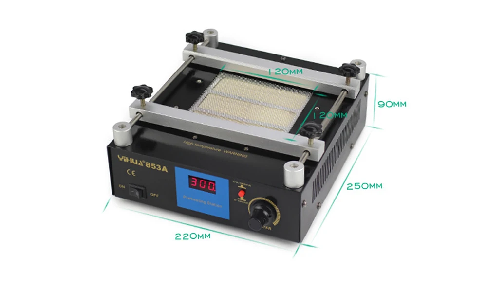 YIHAUA 862D+ и 853A 3 функции в 1 Bga паяльная станция 650 Вт SMD фена+ 75 Вт паяльники+ 600 Вт станция предварительного нагрева