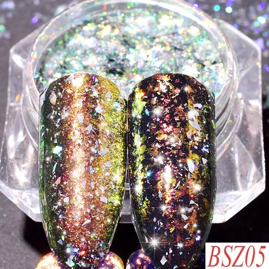 BSZ05 Полная красота 0,2 г голографическая блестящая ногтей блестки 3D Блестящий акриловый гель DIY Хамелеон блестки блеск для ногтей CHBSZ01-12 - Цвет: BSZ05